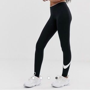 Nike Black Club Leggings With Swoosh Logo